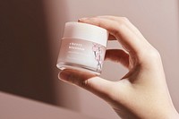 Cosmetic jar psd mockup in pastel, remixed from vintage illustrations published in Très Parisien