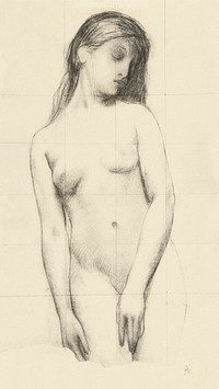 Naked woman showing her breasts, vintage erotic art. Study of a naked woman, eyes closed by Renan, Ary Ernest. Original from The Public Institution Paris Mus&eacute;es. Digitally enhanced by rawpixel.