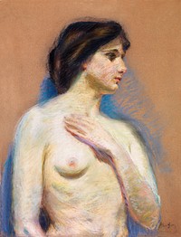 Naked woman showing her breasts, vintage erotic art. Nude by Alice Pike Barney. Original from The Smithsonian. Digitally enhanced by rawpixel.