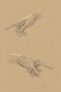 Two Studies of Hand for Angel Appearing to St. Peter in &quot;Early Christian Martyrs&quot; (1839&ndash;1840) by Daniel Huntington. Original from The Smithsonian. Digitally enhanced by rawpixel.