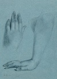 Mercy&#39;s Hand and Arm, Study for &quot;Mercy&#39;s Dream&quot; (1857) by Daniel Huntington. Original from The Smithsonian. Digitally enhanced by rawpixel.