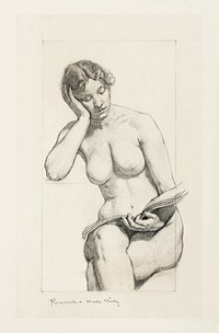 Naked woman showing her breasts, vintage erotic art. Romance: nude study (1896) by Kenyon Cox. Original from The Library of Congress. Digitally enhanced by rawpixel.
