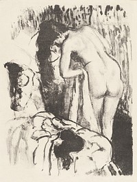 Naked woman posing sexually and showing her bum, vintage art. Nude Woman Standing, Drying Herself (Femme nue debout, a sa toilette) (1890) by Edgar Degas. Original from The National Gallery of Art. Digitally enhanced by rawpixel.