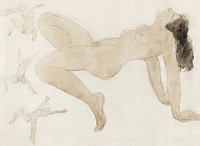 Naked woman showing her breasts, vintage erotic art. Studies of Nude Dancers (1918-1947) by Odilon Roche. Original from The National Gallery of Art. Digitally enhanced by rawpixel.