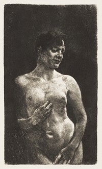 Naked woman. A Standing Nude (1891) by Max Klinger. Original from The National Gallery of Art. Digitally enhanced by rawpixel.