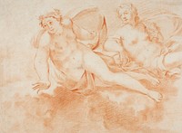 Two Cloud-Borne Nude Female Figures (recto); Fragment of Reclining Figure (verso) (1648-1719) by Carlo Cignani. Original from The Art Institute of Chicago. Digitally enhanced by rawpixel.