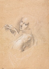 Naked woman posing sensually, vintage erotic art. Verona Sketchbook: Female nude looking over left shoulder (1760) by Francesco Lorenzi. Original from The Cleveland Museum of Art. Digitally enhanced by rawpixel.