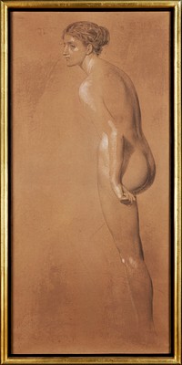Naked woman posing sensually, vintage erotic art. Female Nude (1898) by <a href="https://www.rawpixel.com/search/Frederick%20Sandys?sort=curated&amp;page=1">Frederick Sandys</a>. Original from Birmingham Museums. Digitally enhanced by rawpixel.