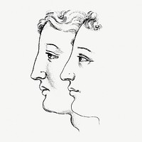 Human faces monochrome vintage illustration