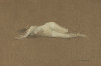 Naked woman posing sensually, vintage erotic art. Nude Woman on Her Side by Thomas Wilmer Dewing. Original from The Yale University Art Gallery. Digitally enhanced by rawpixel.