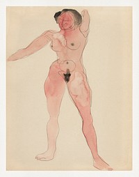 Naked woman posing sensually, vintage erotic art. Female Nude (1912) by Charles Demuth. Original from Yale University Art Gallery. Digitally enhanced by rawpixel.