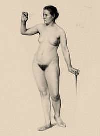 Naked woman. Female Nude Holding a Clove (1888) by Edwin Wallace Fillmore. Original from The Yale University Art Gallery. Digitally enhanced by rawpixel.