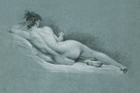 Naked woman posing sexually and showing her bum, vintage art. Reclining Nude, back view by John Trumbull. Original from Yale University Art Gallery. Digitally enhanced by rawpixel.