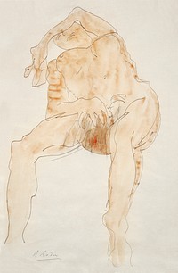 Naked woman showing her vagina. Study of a Nude, right arm over eye by Auguste Rodin. Original from Yale University Art Gallery. Digitally enhanced by rawpixel.
