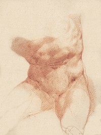 Naked man spreading his legs, vintage nude illustration. Study after the Belvedere Torso (1585) by Cavaliere d&#39;Arpino. Original from The MET museum. Digitally enhanced by rawpixel.