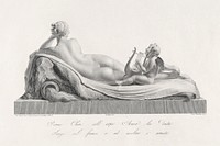 Back view of Venus reclining accompanied by Cupid with a harp. from &quot;Oeuvre de Canova: Recueil de Statues ...&quot;(1817) by Domenico Marchetti. Original from The MET museum. Digitally enhanced by rawpixel.
