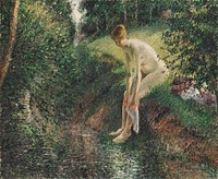 Bather in the Woods (1895) by Camille Pissarro. Original from The MET museum. Digitally enhanced by rawpixel.