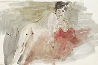 Seated Female Nude (1875&ndash;1934) by Isaac Israels. Original from The Rijksmuseum. Digitally enhanced by rawpixel.