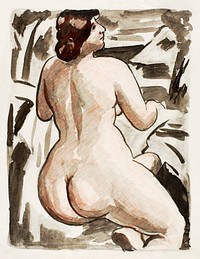 Woman showing her nude bum. Standing Female Nude by <a href="https://www.rawpixel.com/search/Carl%20Newman?sort=curated&amp;page=1">Carl Newman</a>. Original from The Smithsonian. Digitally enhanced by rawpixel.