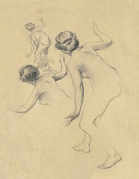 Naked women bending over. Study of Bending Nude Figure (1900) by Louis Schaettle. Original from The Smithsonian. Digitally enhanced by rawpixel.
