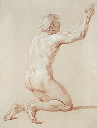 Kneeling Nude Youth with Raised Clasped Hands (1730&ndash;1736) by Etienne Jeaurat. Original from The MET museum. Digitally enhanced by rawpixel.