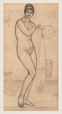 Vintage erotic nude art of a naked woman. Venus (Standing Nude) (1869) by James McNeill Whistler. Original from The Smithsonian. Digitally enhanced by rawpixel.