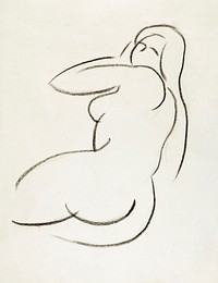 Woman showing off naked bum, vintage nude illustration. Nude Woman by <a href="https://www.rawpixel.com/search/Carl%20Newman?sort=curated&amp;page=1">Carl Newman</a>. Original from The Smithsonian. Digitally enhanced by rawpixel.