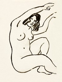 Naked woman showing her breasts, vintage nude illustration. Female Nude by <a href="https://www.rawpixel.com/search/Carl%20Newman?sort=curated&amp;page=1">Carl Newman</a>. Original from The Smithsonian. Digitally enhanced by rawpixel.
