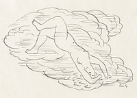 Zwemmende vrouwelijk naakt (1891&ndash;1941) by Leo Gestel. Original from The Rijksmuseum. Digitally enhanced by rawpixel.