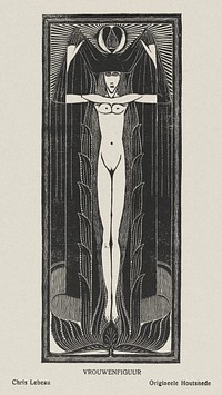 Naked woman showing her breasts, vintage nude illustration. Vrouwenfiguur (1888&ndash;1936) by Chris Lebeau. Original from The Rijksmuseum. Digitally enhanced by rawpixel.