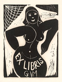 Naked woman showing her breasts, vintage nude illustration. Ex libris van Gianni Mantero (1907&ndash;1985) by Erna Friedl&auml;nder. Original from The Rijksmuseum. Digitally enhanced by rawpixel.