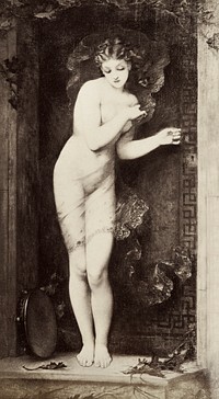 Sensual nude portrait, Painting of a female nude (ca. 1870&ndash;1890) by Voillemot. Original from The Getty. Digitally enhanced by rawpixel.