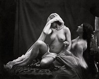 Nude photography of naked woman, Study for &quot;Two Ways of Life&quot; (ca. 1857, printed 1987) by Oscar Gustav Rejlander. Original from The MET Museum. Digitally enhanced by rawpixel.