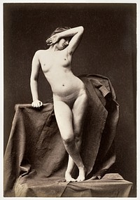 Nude photography of naked woman, Young Woman Nude, from the front with hand over face (1860s). Original from The MET Museum. Digitally enhanced by rawpixel.