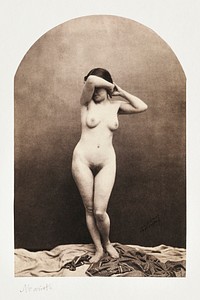 Nude photography of naked woman, Standing Female Nude (ca. 1860&ndash;1861) by Nadar. Original from The MET Museum. Digitally enhanced by rawpixel.