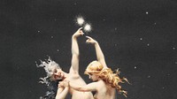 Vintage nude desktop wallpaper, background painting, Twin Stars, remix from the artwork of Luis Falero