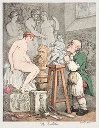 The Sculptor [Preparations for the Academy, Old Joseph Nollekens and his Venus] (ca. 1800) by Thomas Rowlandson. Original from The MET Museum. Digitally enhanced by rawpixel.