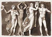 Erotic vintage art naked manwoman, A Frieze of Dancing Antique Figures in a Bacchanal (ca. 1788&ndash;1795) by Jonas Akerstr&ouml;m. Original from The MET Museum. Digitally enhanced by rawpixel.