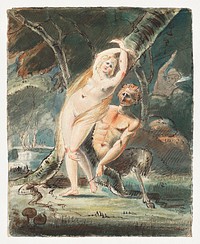 Sensual nude illustration, Amymone with a Lecherous Satyr (1770&ndash;1780) by William Hamilton. Original from The MET Museum. Digitally enhanced by rawpixel.
