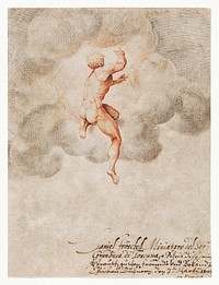 A Nude Male Seen from the Back in Clouds (1602) by Daniel Fröschl. Original from The MET Museum. Digitally enhanced by rawpixel.