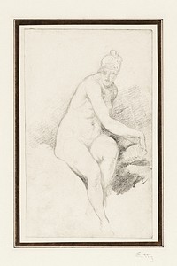 Vintage erotic nude art of a seated nude by William Etty (1787&ndash;1849). Original from The Cleveland Museum of Art. Digitally enhanced by rawpixel.