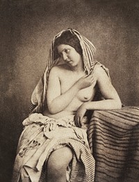 Sensual photography of naked woman, Study after Nature (ca. 1853&ndash;1855) by <a href="https://www.clevelandart.org/art/collection/search?filter-artist=Julien%20Vallou%20de%20Villeneuve">Julien Vallou de Villeneuve</a>. Original from The Cleveland Museum of Art. Digitally enhanced by rawpixel.