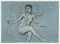 Sensual nude portrait: Study for central figure in Corrupt legislation (1895) by Elihu Vedder. Original from Library of Congress. Digitally enhanced by rawpixel.