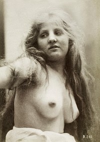 Nude photography of naked woman showing bust (1881) by Louis Bonnard. Original from The Rijksmuseum. Digitally enhanced by rawpixel.