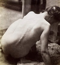 Study of a nude female model, seen from the back (ca. 1900&ndash;1914). Original from The Rijksmuseum. Digitally enhanced by rawpixel.