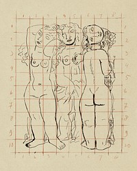 Schets van drie naakte vrouwen (1891&ndash;1941) by Leo Gestel. Original from The Rijksmuseum. Digitally enhanced by rawpixel.