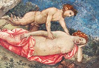 Naked man and woman vintage art, Jupiter and Antiope (ca. 1509) by Pinturicchio. Original from The MET Museum. Digitally enhanced by rawpixel.