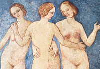 Naked lady vintage art, The Three Graces (ca. 1509) by Pinturicchio. Original from The MET Museum. Digitally enhanced by rawpixel.