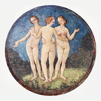 Naked lady vintage art, The Three Graces (ca. 1509) by Pinturicchio. Original from The MET Museum. Digitally enhanced by rawpixel.