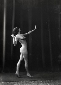 Nude photography of naked woman: Portrait Photograph of Miss Hilda Beyer (1915) by Arnold Genthe. Original from Library of Congress. Digitally enhanced by rawpixel.